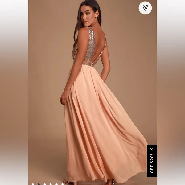 Lulu’s Elegant Encounter Rose Gold Sequin Maxi Dress - Image 6