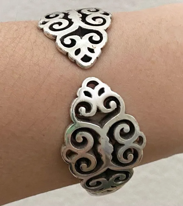 Vintage Retired BRIGHTON Filigree Hinged Cuff Bangle Bracelet 49.5g - Image 3