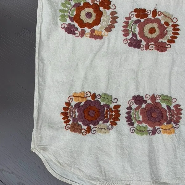 Vintage Handmade Mexican Embroidered Peasant Blouse Cottagecore boho Huipil L XL - Image 6