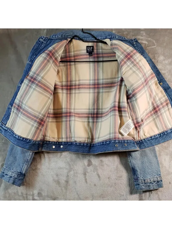 Gap Vintage Icon J Women's Light Blue Denim Jacket Collared Button Size S - Image 3
