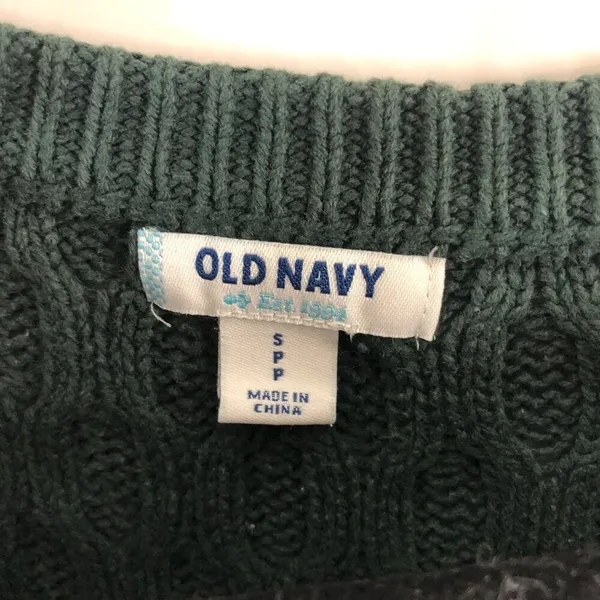 Old Navy Womens Sweater Chunky Cable Knit Cotton Blend Dark Green S - Image 3