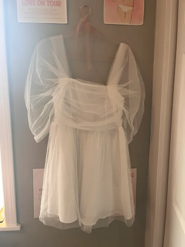 White Tulle Mini Dress - Image 2