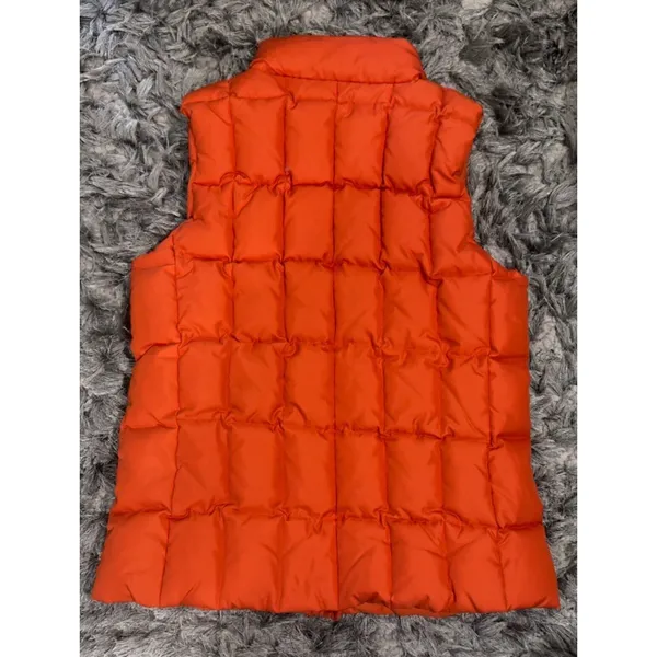 Gap Puffer Vest‎ Women S Orange Down Filled Quilted Full Zip Hiking Outdoor Neon - Image 2