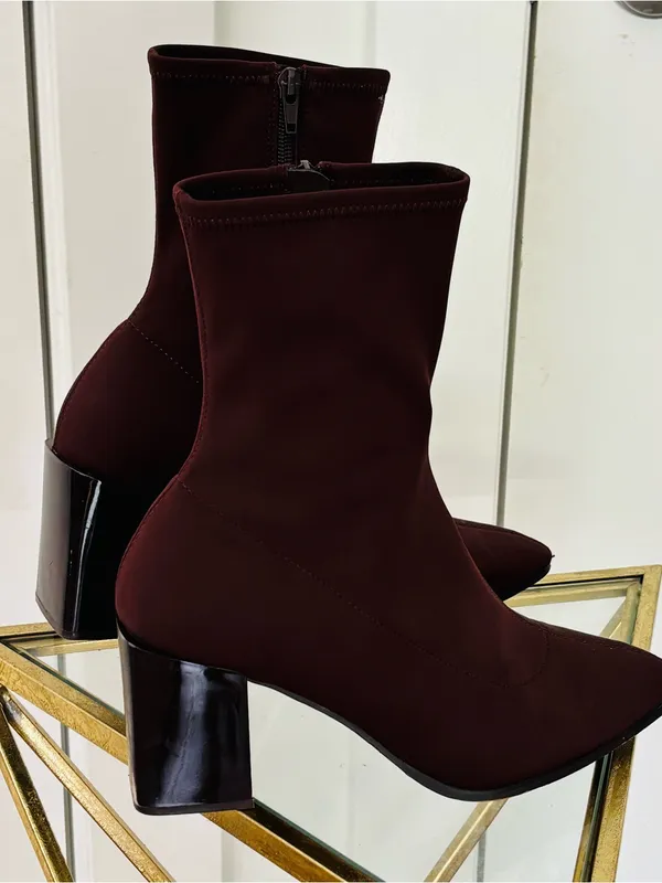 Aldo Adwigocia satin sock ankle bootie brown size 10 - Image 2
