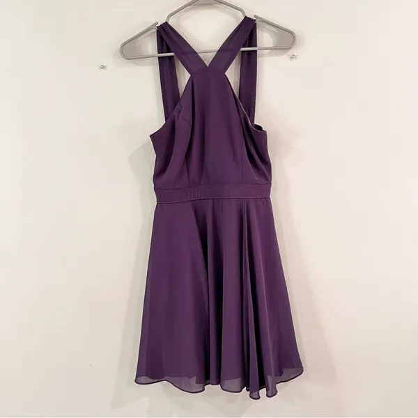 Lulus‎ Forevermore Dusty Purple Halter Sleeveless Skater Dress SMALL - Image 6