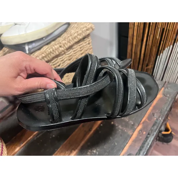 Brunello Cucinelli - Embellished Black Leather sandals Quiet Luxury Old Money - Image 9