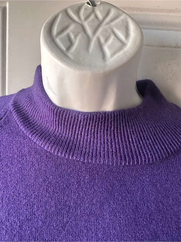 Drapers & Damon Purple Knit Sweater Mock Neck Short Sleeve Raglan Size XL - Image 3