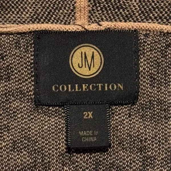 JM Collection Cardigan Sweater Leopard Animal Boho Neutral Cozy Open Brown 2X - Image 3