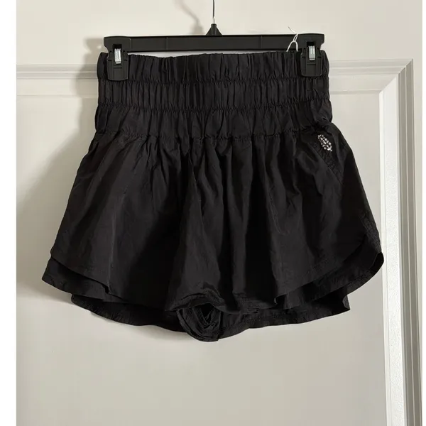 Free People Black Way Home Skort Smocked High Waist Active Athleisure Small - Image 3