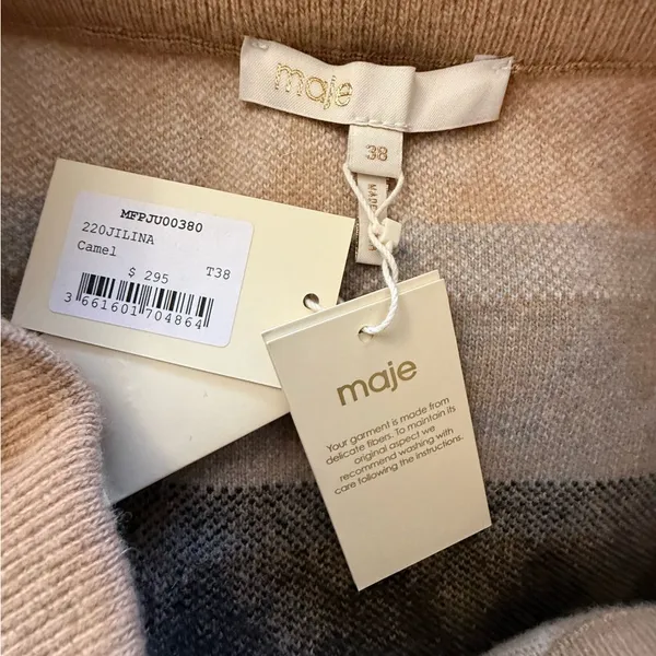 NWT Maje Argyle‎ Jilina Wool Blend Mini Skirt in Camel Size 38/Small - Image 5
