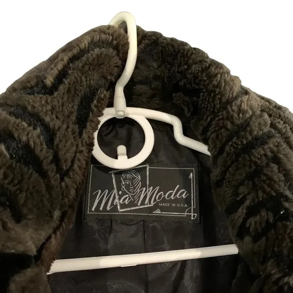 Mida Moda‎ Fur Coat Size Small Brown - Image 2