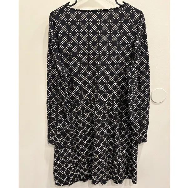 Boden Black Cream Geometric Dot‎ Long Sleeve Modal Cotton Jersey Shift Dress 16 - Image 2
