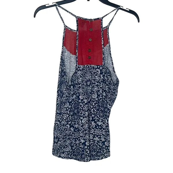 Lucky Brand Boho Tank‎ Top Hollow Cut Crochet Cotton Strappy Button Women Small - Image 7