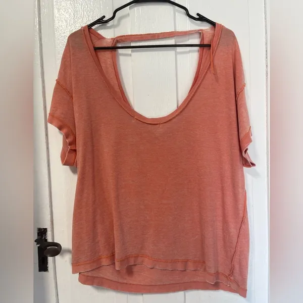 Free People We the Free All Mine orange lightweight short sleeve top size small - Image 3