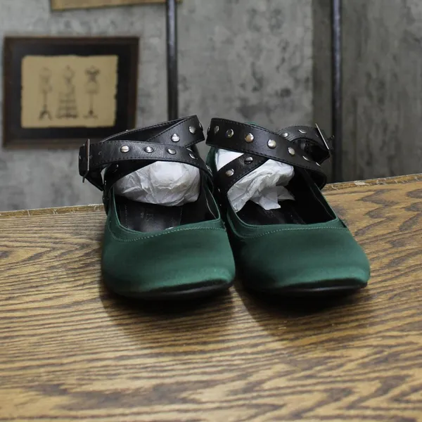 NWT Charles by Charles David Vintage Wrap Satin Flats 1673d6a333ad98 Green 7M - Image 3