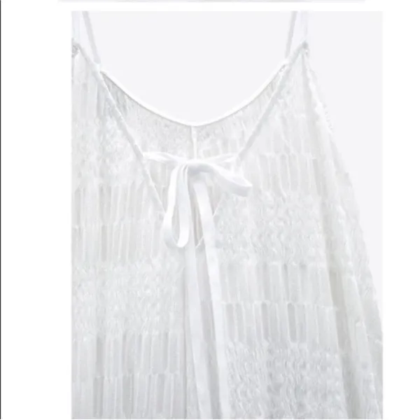 Zara Textured White Maxi Dress(Size Medium) - Image 4
