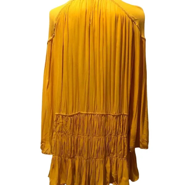 Zara Trafaluc Collection Mustard Yellow Long Sleeve Knee Length Dress XS - Image 7
