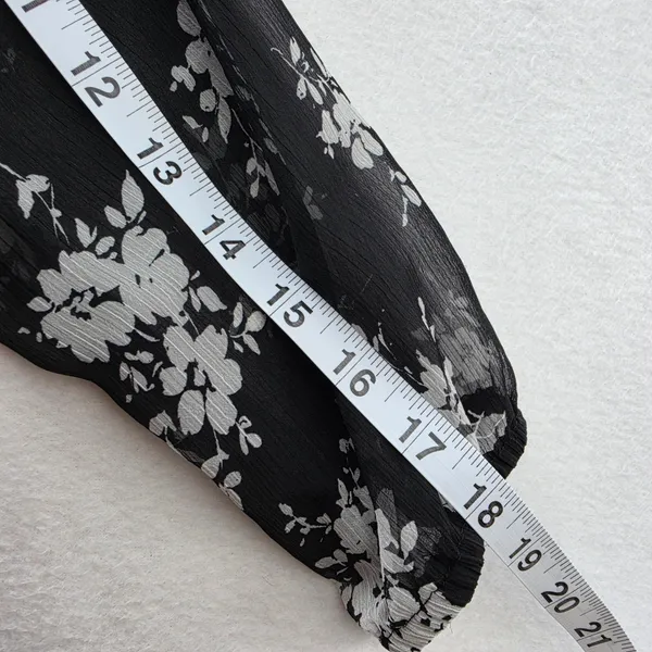Lauren Ralph Lauren Black White Floral Georgette Tiered Midi Dress Size 2 - Image 10