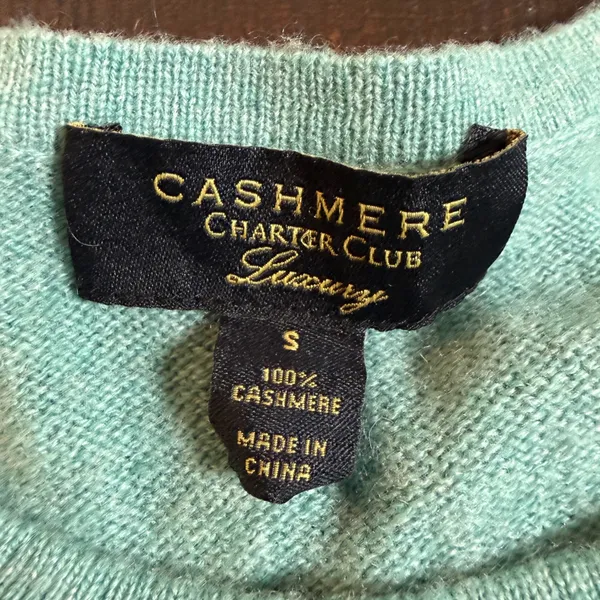 Charter Club Cashmere Sweater Women Small Seafoam Mint Green Crewneck Pullover - Image 2