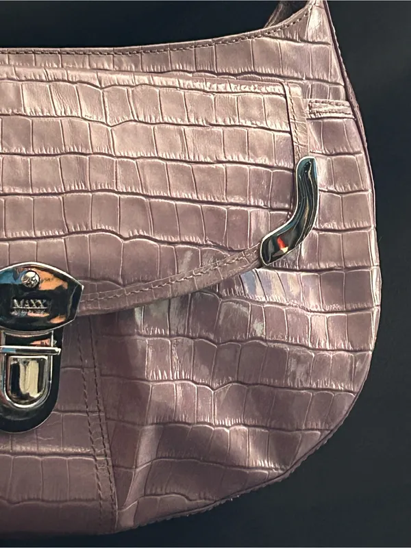 Maxx New York Lilac Croc-Embossed Shoulder Handbag - Image 3