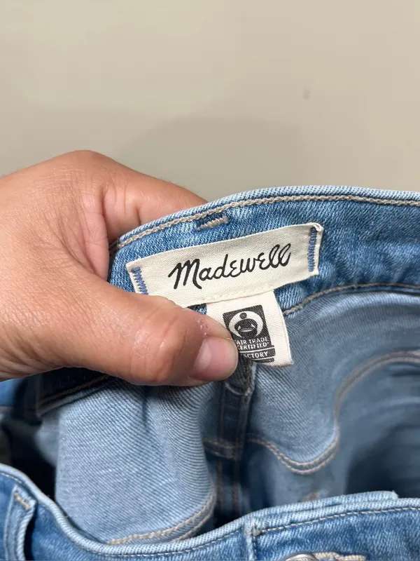 Madewell Flared Wide-Leg Jeans blue denim raw hem plus size 33 EUC - Image 10