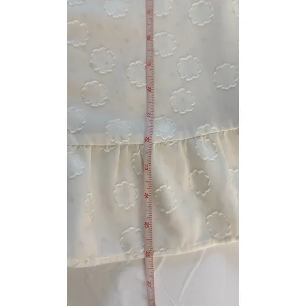 Loft Women White Blouse Size L Swiss Dot Embroidered Lace Up Boho Ruffle Tunic Top - Image 5