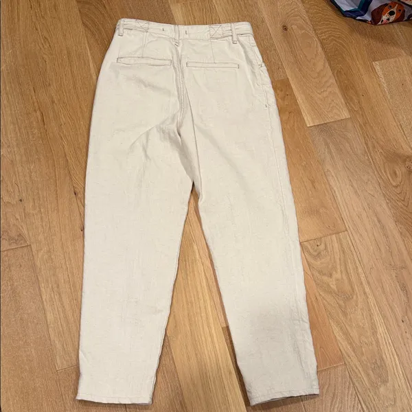 Free People we the free cotton linen blend‎ pants Cream High-Waisted Pants 27 - Image 3