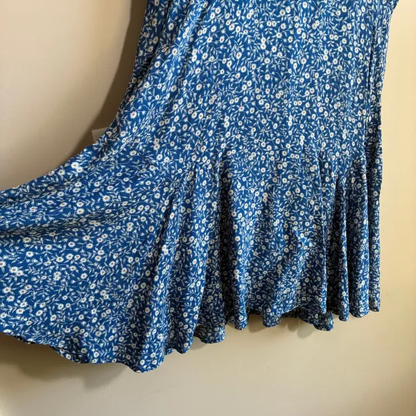 Princess Polly Floral Mini Dress 8 Blue Womens Rayon V-Neck Short Sleeve - Image 5