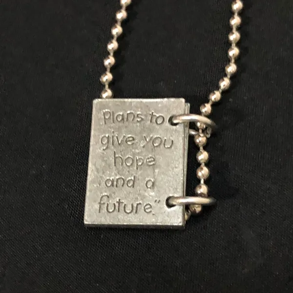 Jeremiah 29:11 Book Necklace Silver - Image 3