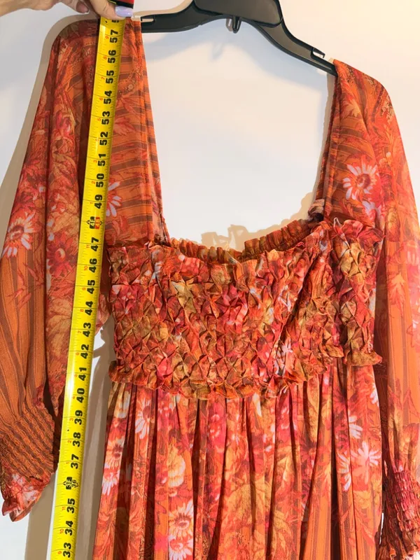 Free People Angel Eyes Brown Floral Off Shoulder High Slit Maxi Dress XS - Image 4