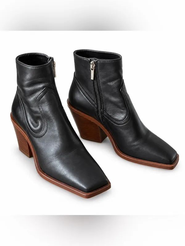 Vince Camuto Aminda Black Leather Square Toe Ankle Boots 7.5 - Image 6
