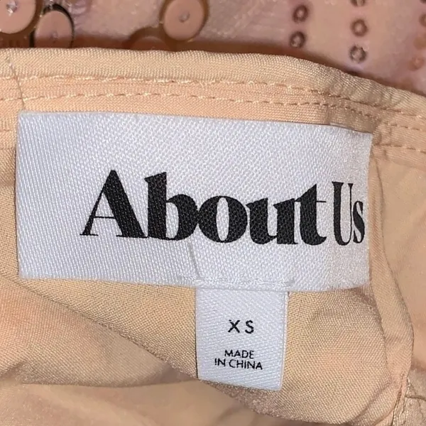 NWT About Us Peach Sequin Lined‎ Mini Dress - Image 9