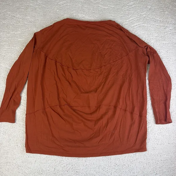 Womens Lululemon Size 10 Long Back In Action Tshirt Rust Orange Basic Relaxed - Image 4