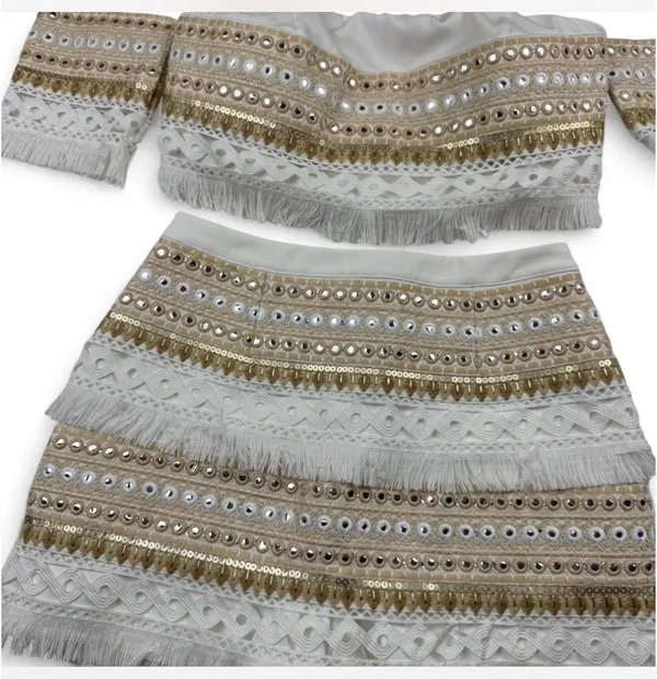 Anthropologie Embellished Gold and Cream Matching Set - Image 3