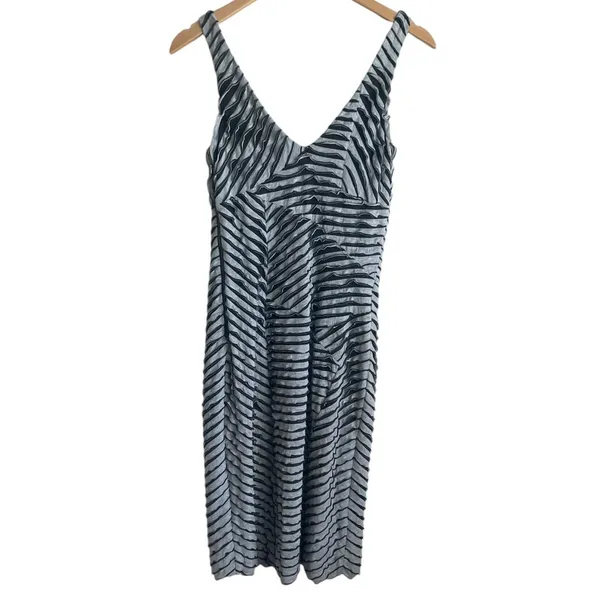 Nicole Miller Mini‎ Dress Women M Gray Black Ripple Bodycon Rave Y2K Retro Club - Image 3