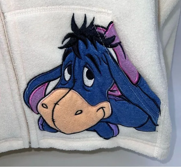 Disney Eeyore Fleece Zip Front Jacket w/Kangaroo Pockets & Eeyore Patch-Size 7-9 - Image 6