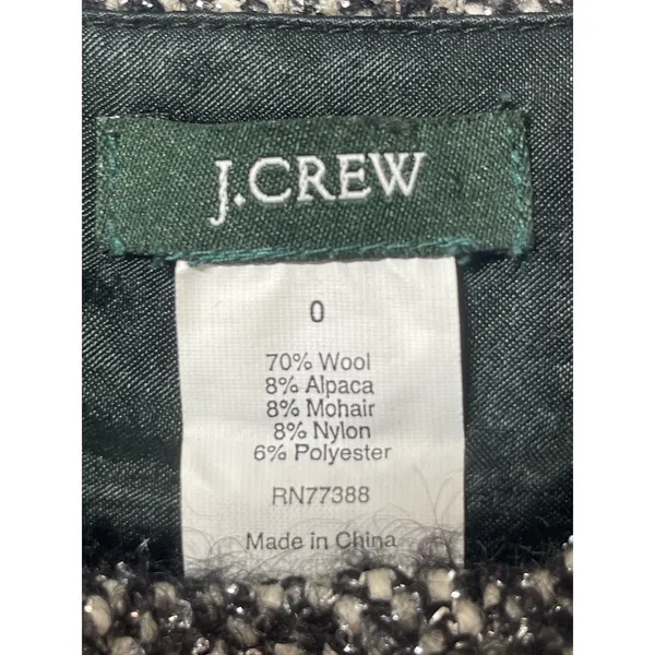 J.Crew Women Gray Wool Zip High Waisted Tweed Straight Pencil Mini Skirt Size 0 - Image 4