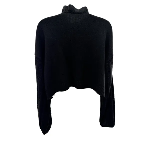 Flat White Black Metallic Cable‎ Knit Shrug Cardigan Ruffle Neck OS Cozy Luxe - Image 4