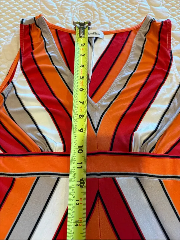 Calvin Klein Chevron Striped Sleeveless Jersey Dress women’s 12 - Image 8