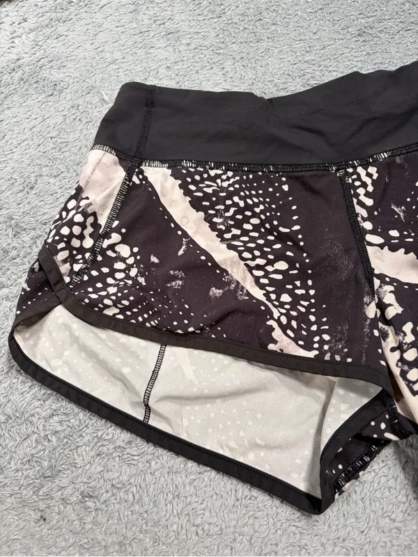 Lululemon speed up Black Patterned Running Shorts 6 - Image 2