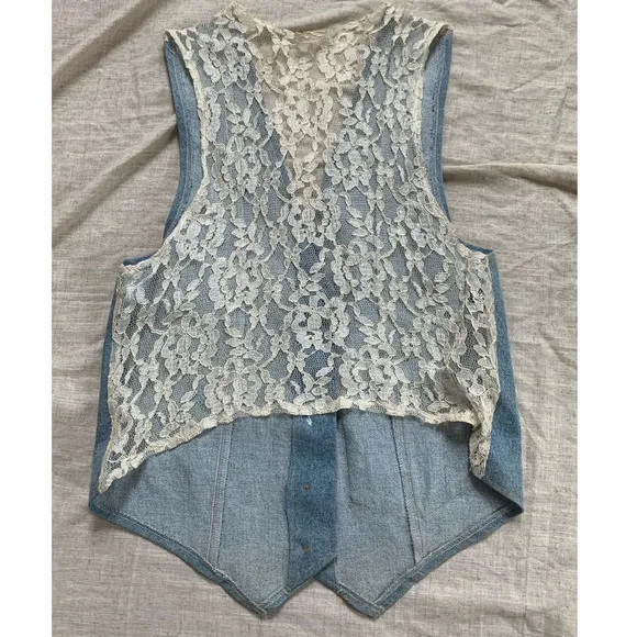 Vintage‎ Denim Floral Painting Vest - Image 2