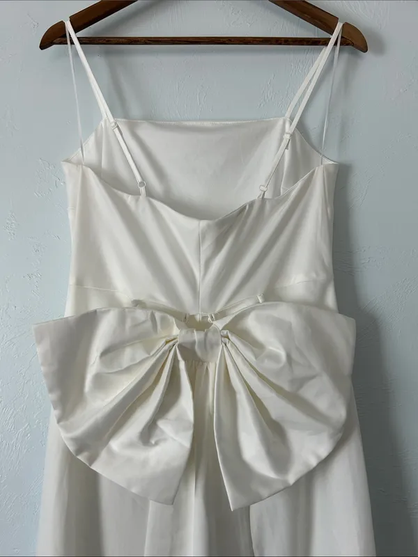 White Maxi Slip Dress with bow back and Spaghetti Straps - Image 4