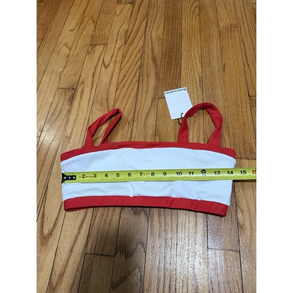 Reformation NWT Adelina Ecomove White Sports Bra Red Trim Size Medium - Image 6