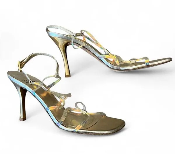 Stuart Weitzman ItGirl Gold Iridescent Heel  - Image 4