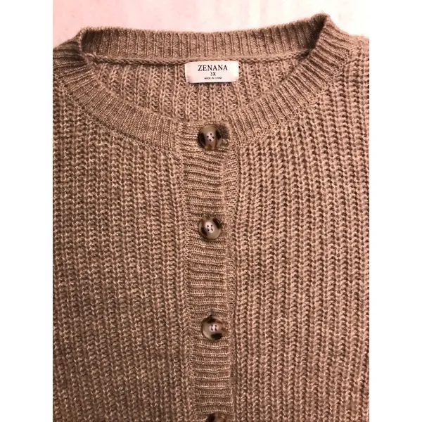 Zenana Womens 3X Oversized Cardigan Sweater‎ Tan Ribbed Knit Lantern Sleeve - Image 4