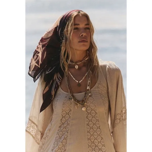 Free People Free-est Starlight Flowy‎ Crochet Maxi Dress Morning Oat Tan NWT S - Image 3