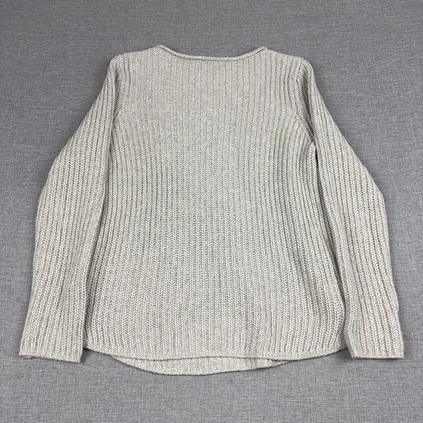 Oui Sweater Womens 12 Beige Crew Neck Long Sleeve Chunky-Knit Pullover - Image 3