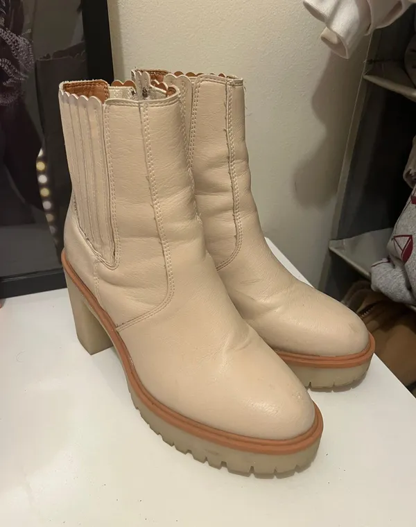 Cream Ankle Boots Tan Size 9 - Image 2
