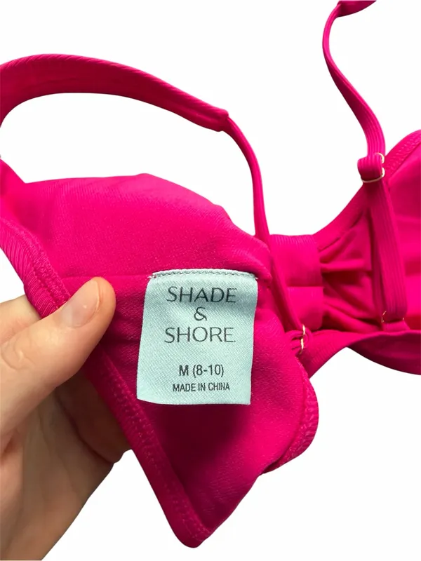 Shade & Shore Women’s Hot Pink Ribbed Bikini Top Size M (8-10) Adjustable - Image 3