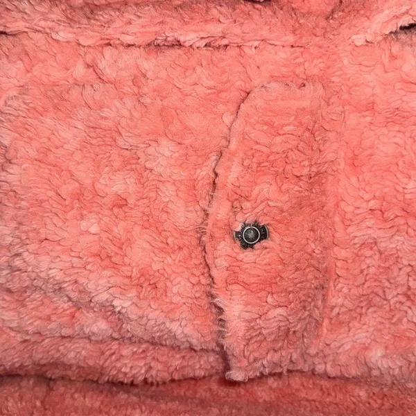 Free People jacket teddy Bear pink small we the free fuzzy cozy pockets snap - Image 4